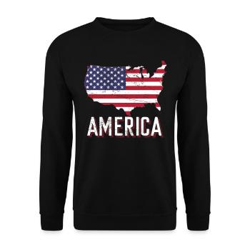Amerika Flagge Land Form - Unisex Pullover - Schwarz - Vorne - Alina (178cm) & Michal (187cm)