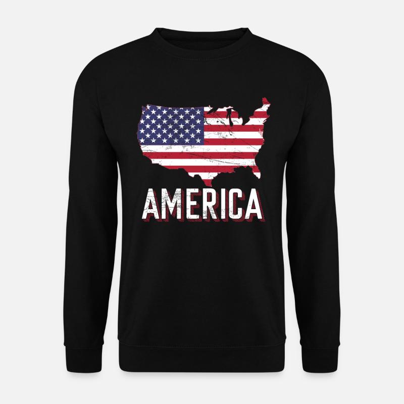 America Flag Land Shape - Unisex Sweatshirt - black