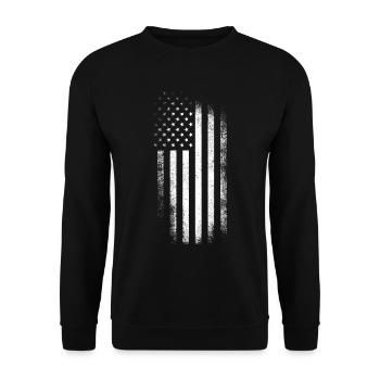Vintage USA Amerika Flagge - Unisex Pullover - Schwarz - Vorne - Alina (178cm) & Michal (187cm)