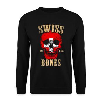 Schweizer bis auf die Knochen - Unisex Pullover - Schwarz - Vorne - Alina (178cm) & Michal (187cm)