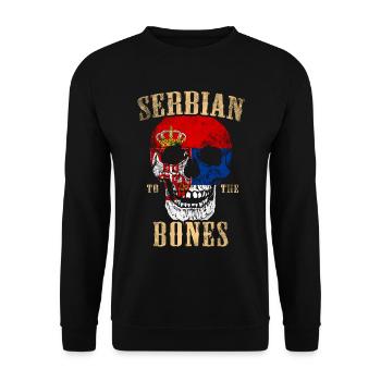 Serbisch bis auf die Knochen - Unisex Pullover - Schwarz - Vorne - Alina (178cm) & Michal (187cm)