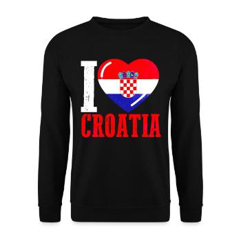 Croatia Heart - Unisex Sweatshirt - black - Front - Alina (178cm) & Michal (187cm)
