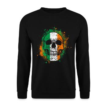 Irischer Totenkopf - Unisex Pullover - Schwarz - Vorne - Alina (178cm) & Michal (187cm)