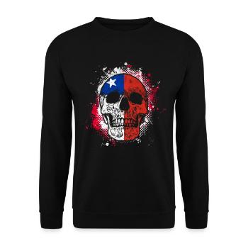 Chile Flagge Schädel - Unisex Pullover - Schwarz - Vorne - Alina (178cm) & Michal (187cm)