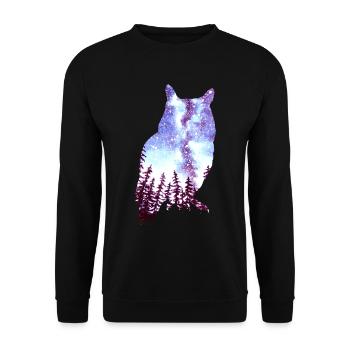 Owl Starry Sky Forest - Unisex Sweatshirt - black - Front - Alina (178cm) & Michal (187cm)