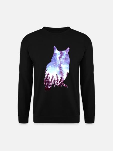 Eule Sternenhimmel Wald - Unisex Pullover - Schwarz