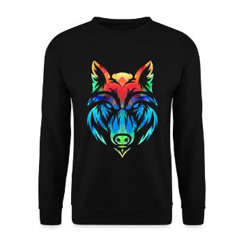 Colorful Wolf - Unisex Sweatshirt - black - Front - Alina (178cm) & Michal (187cm)