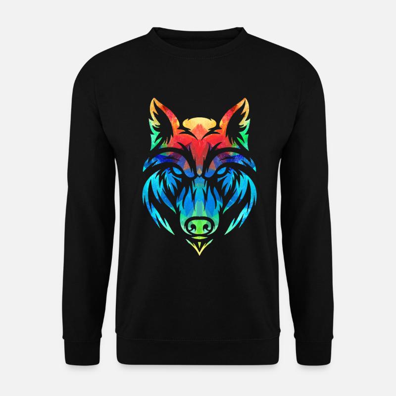 Bunter Wolf - Unisex Pullover - Schwarz