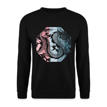 Chinese Dragon - Unisex Sweatshirt - black - Front - Alina (178cm) & Michal (187cm)