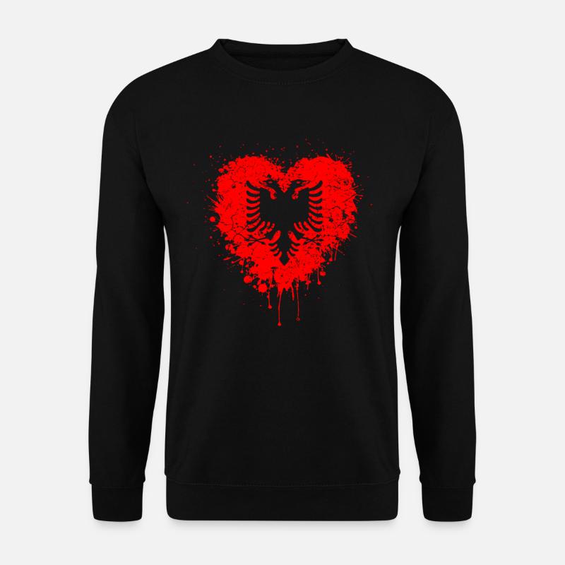 Albanian eagle flag heart - Unisex Sweatshirt - black