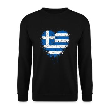 Greece Flag Heart - Unisex Sweatshirt - black - Front - Alina (178cm) & Michal (187cm)