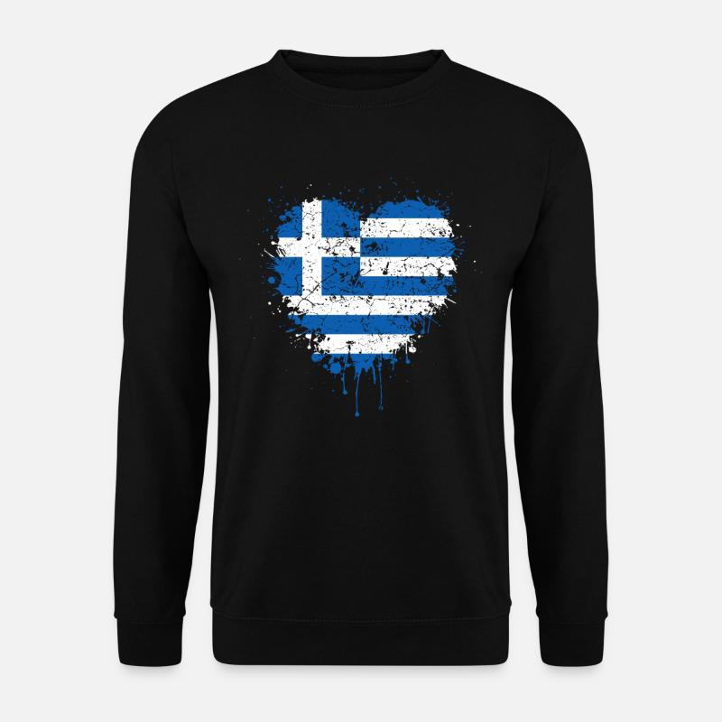 Grèce Drapeau coeur - Sweat-shirt Unisexe - noir