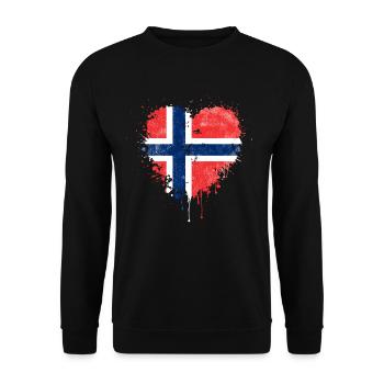 Norwegen Flagge Herz - Unisex Pullover - Schwarz - Vorne - Alina (178cm) & Michal (187cm)