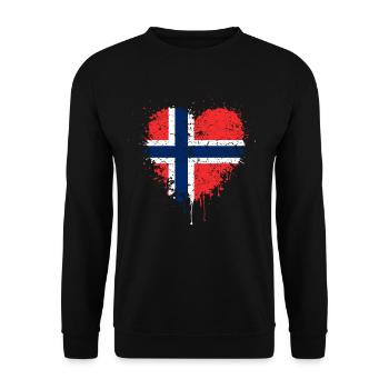 Norwegen Flagge Herz - Unisex Pullover - Schwarz - Vorne - Alina (178cm) & Michal (187cm)