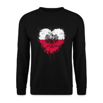 Polen Flagge & Adler Wappen - Unisex Pullover - Schwarz - Vorne - Alina (178cm) & Michal (187cm)