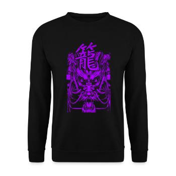 Drache Japanisch Chinesisch Schriftzeichen - Unisex Pullover - Schwarz - Vorne - Alina (178cm) & Michal (187cm)