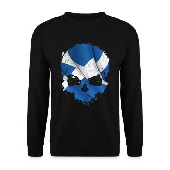 Scotland Flag Skull - Unisex Sweatshirt - black - Front - Alina (178cm) & Michal (187cm)