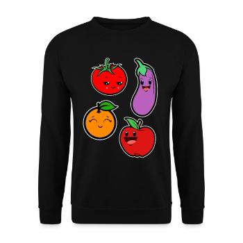 Baby Gemüse Früchte - Unisex Pullover - Schwarz - Vorne - Alina (178cm) & Michal (187cm)