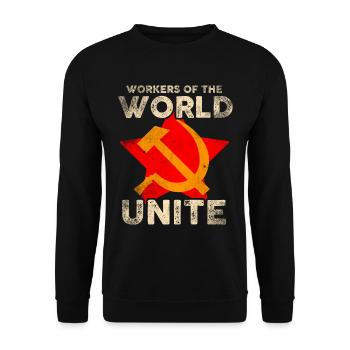 Workers of the world unite - Unisex Sweatshirt - black - Front - Alina (178cm) & Michal (187cm)