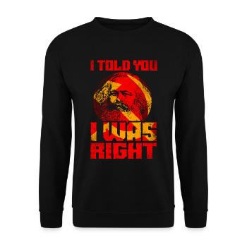 Karl Marx - Communisme - Dicton drôle - Sweat-shirt Unisexe - noir - Devant - Alina (178cm) & Michal (187cm)