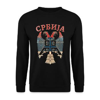 Serbie Armoiries Serbe Srbija Cyrillique - Sweat-shirt Unisexe - noir - Devant - Alina (178cm) & Michal (187cm)