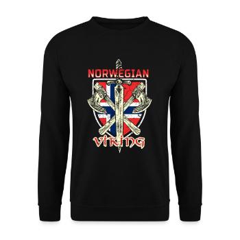 Norwegischer Wikinger - Unisex Pullover - Schwarz - Vorne - Alina (178cm) & Michal (187cm)