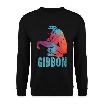 Gibbon Affe - Unisex Pullover - Schwarz - Vorne - Alina (178cm) & Michal (187cm)