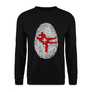 Schwingen Schweiz - Unisex Pullover - Schwarz - Vorne - Alina (178cm) & Michal (187cm)
