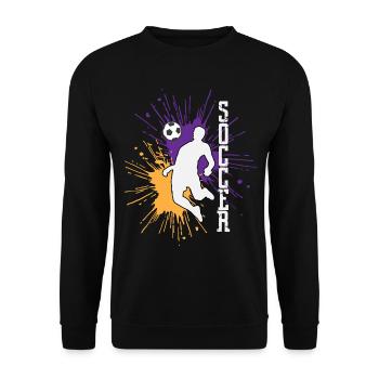 Soccer Fußball Geschenk - Unisex Pullover - Schwarz - Vorne - Alina (178cm) & Michal (187cm)