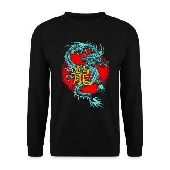 Chinese Dragon - Unisex Sweatshirt - black - Front - Alina (178cm) & Michal (187cm)