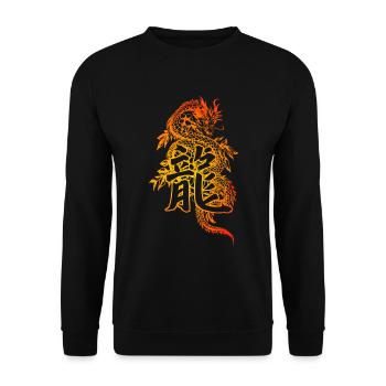 Dragon with Chinese characters - Unisex Sweatshirt - black - Front - Alina (178cm) & Michal (187cm)