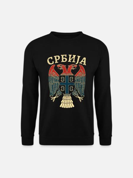 Serbien Wappen Kyrillisch - Unisex Pullover - Schwarz