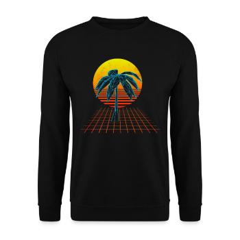 Vaporwave Sun Palm - Sweat-shirt Unisexe - noir - Devant - Alina (178cm) & Michal (187cm)