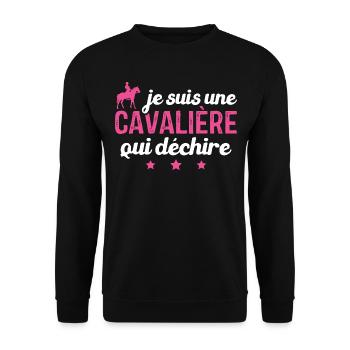 Je Suis Une Cavalière Qui Déchire Cadeau - Sweat-shirt Unisexe - noir - Devant - Alina (178cm) & Michal (187cm)