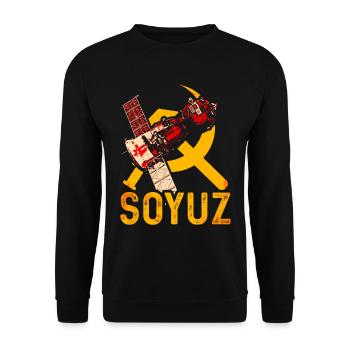 Sojus Raumschiff Sowjetunion - Unisex Pullover - Schwarz - Vorne - Alina (178cm) & Michal (187cm)