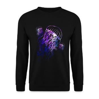 Bunte Qualle - Unisex Pullover - Schwarz - Vorne - Alina (178cm) & Michal (187cm)