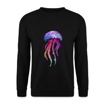 Bunte Qualle - Unisex Pullover - Schwarz - Vorne - Alina (178cm) & Michal (187cm)