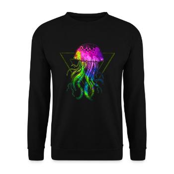 Bunte Qualle - Unisex Pullover - Schwarz - Vorne - Alina (178cm) & Michal (187cm)