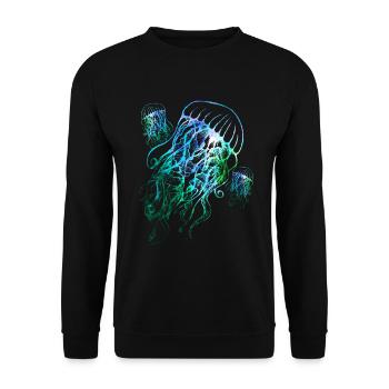 Bunte Quallen - Unisex Pullover - Schwarz - Vorne - Alina (178cm) & Michal (187cm)