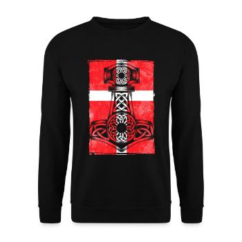 Drapeau du Danemark avec Mjölnir - Sweat-shirt Unisexe - noir - Devant - Alina (178cm) & Michal (187cm)
