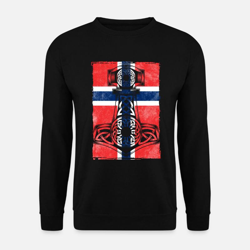 Drapeau norvégien avec le marteau de Thor Mjölnir - Sweat-shirt Unisexe - noir