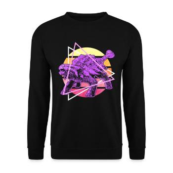 Vaporwave Synthwave Ankylosaurus Dinosaurs - Unisex Sweatshirt - black - Front - Alina (178cm) & Michal (187cm)
