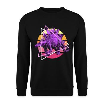 Vaporwave Stegosaurus Dinosaurs - Unisex Sweatshirt - black - Front - Alina (178cm) & Michal (187cm)