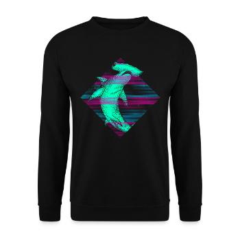 Vaporwave Hammerhead Shark - Unisex Sweatshirt - black - Front - Alina (178cm) & Michal (187cm)