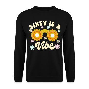 Né En 1962 60 Ans Anniversaire Femme Retro Groovy - Sweat-shirt Unisexe - noir - Devant - Alina (178cm) & Michal (187cm)