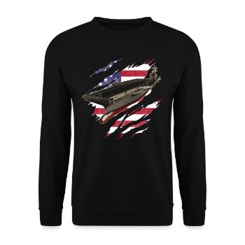 American aircraft carrier - Unisex Sweatshirt - black - Front - Alina (178cm) & Michal (187cm)