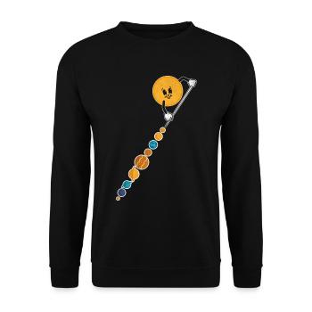 Sonnensystem Planeten Weltraum Lustig - Unisex Pullover - Schwarz - Vorne - Alina (178cm) & Michal (187cm)