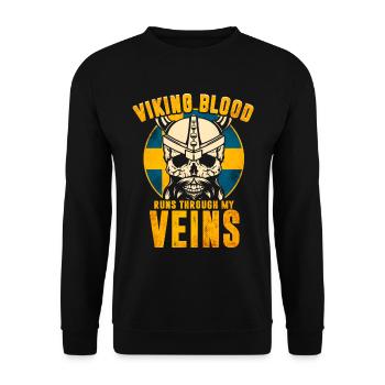 Wikinger Blut fliesst durch meine Adern - Schweden - Unisex Pullover - Schwarz - Vorne - Alina (178cm) & Michal (187cm)