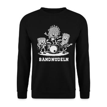 Nudel Pasta Bandnudeln Musik Musikband Wortwitz - Unisex Pullover - Schwarz - Vorne - Alina (178cm) & Michal (187cm)