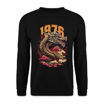 1976 Vintage Dragon Chinese Zodiac - Unisex Sweatshirt - black - Front - Alina (178cm) & Michal (187cm)